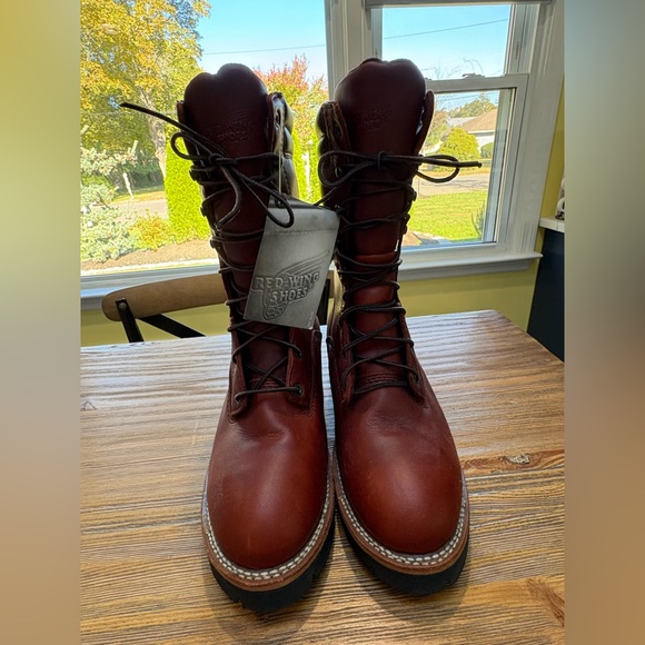 Red Wing Leather Logger Mens Work Boots Brown Leather Boots - Picture 1 of 16